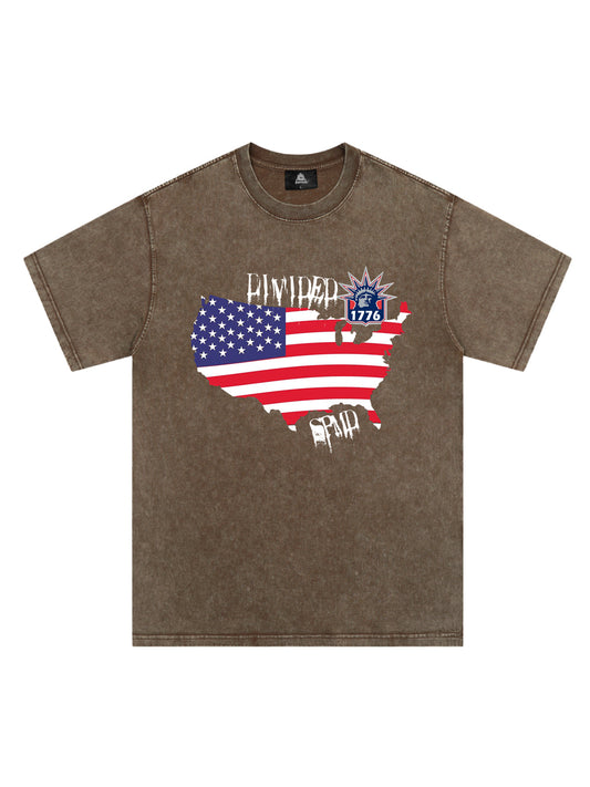 Original Creative Map Flag Print T-shirt
