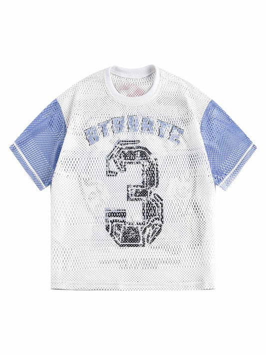 Mesh Digital Sports Print Graphic T-Shirt