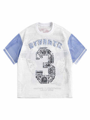 Mesh Digital Sports Print Graphic T-Shirt