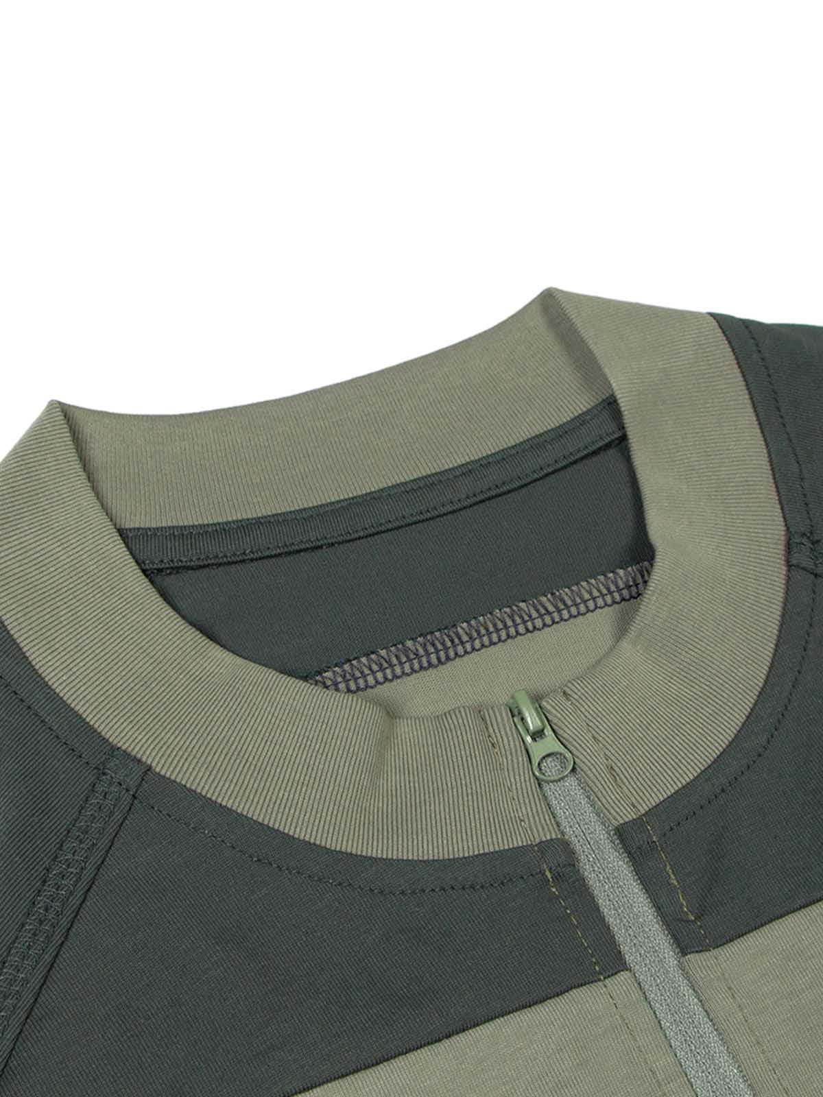 Quick-Dry Contrast Color Quarter Zip Up T-shirt