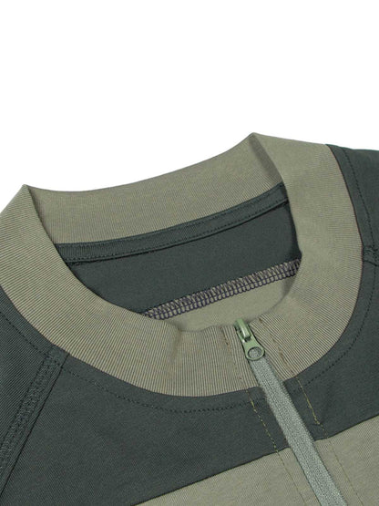 Quick-Dry Contrast Color Quarter Zip Up T-shirt