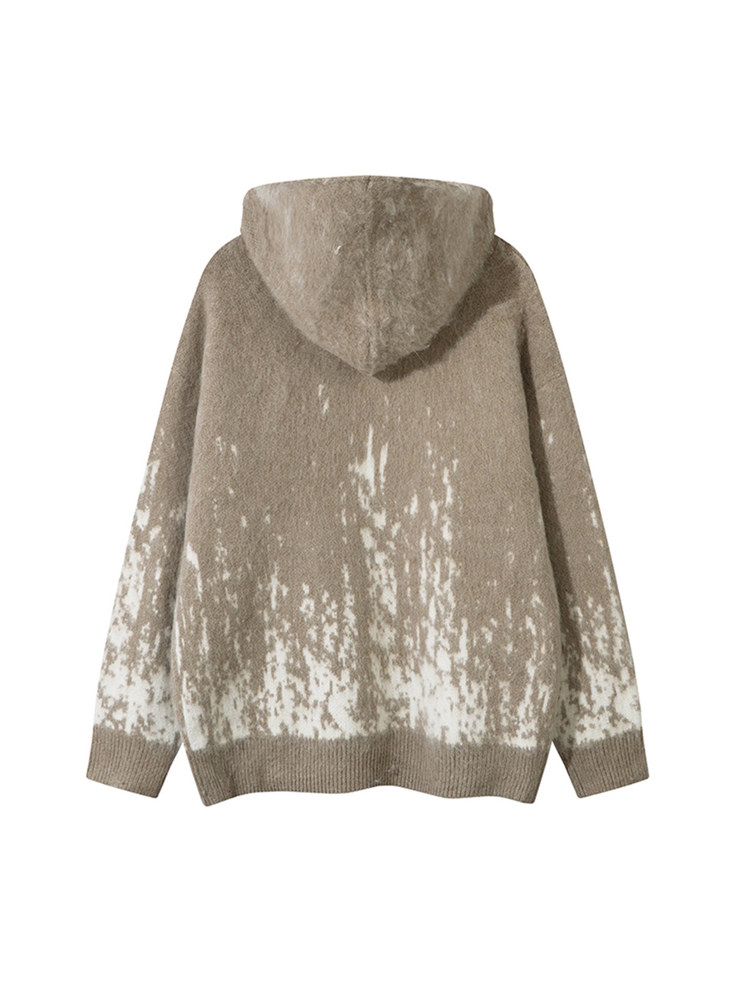 Thesupermade Star Mohair Fuzzy Hooded Zip Up Sweater