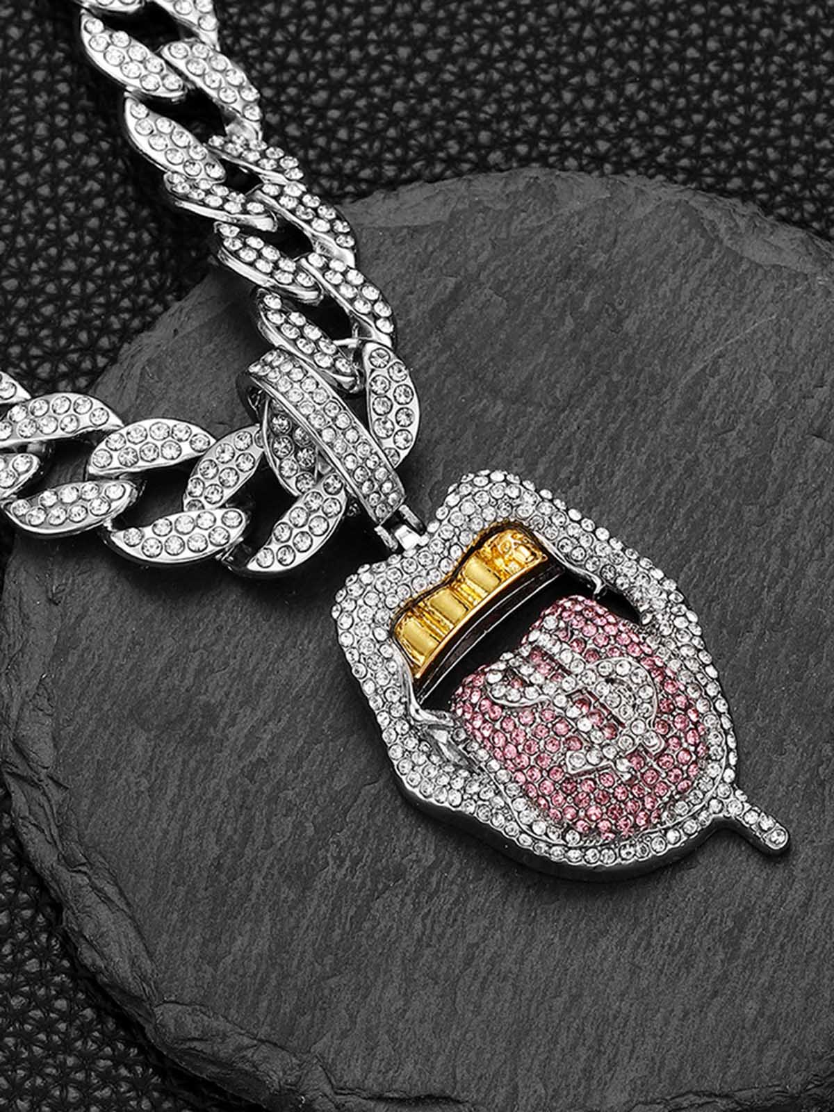 Thesupermade Hip Hop Diamond Tongue Cuban Necklace