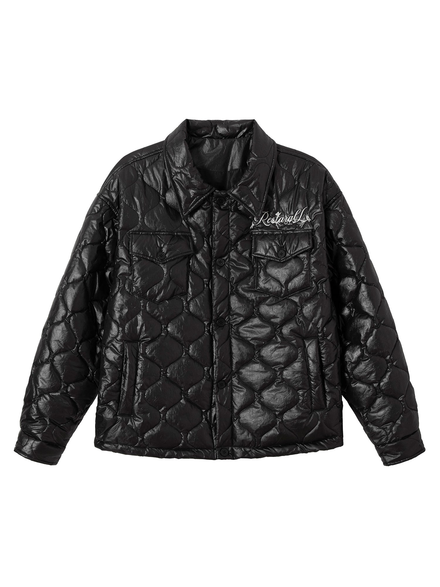 Thesupermade Diamond Quilted Letter Embroidery Quilted Jacket