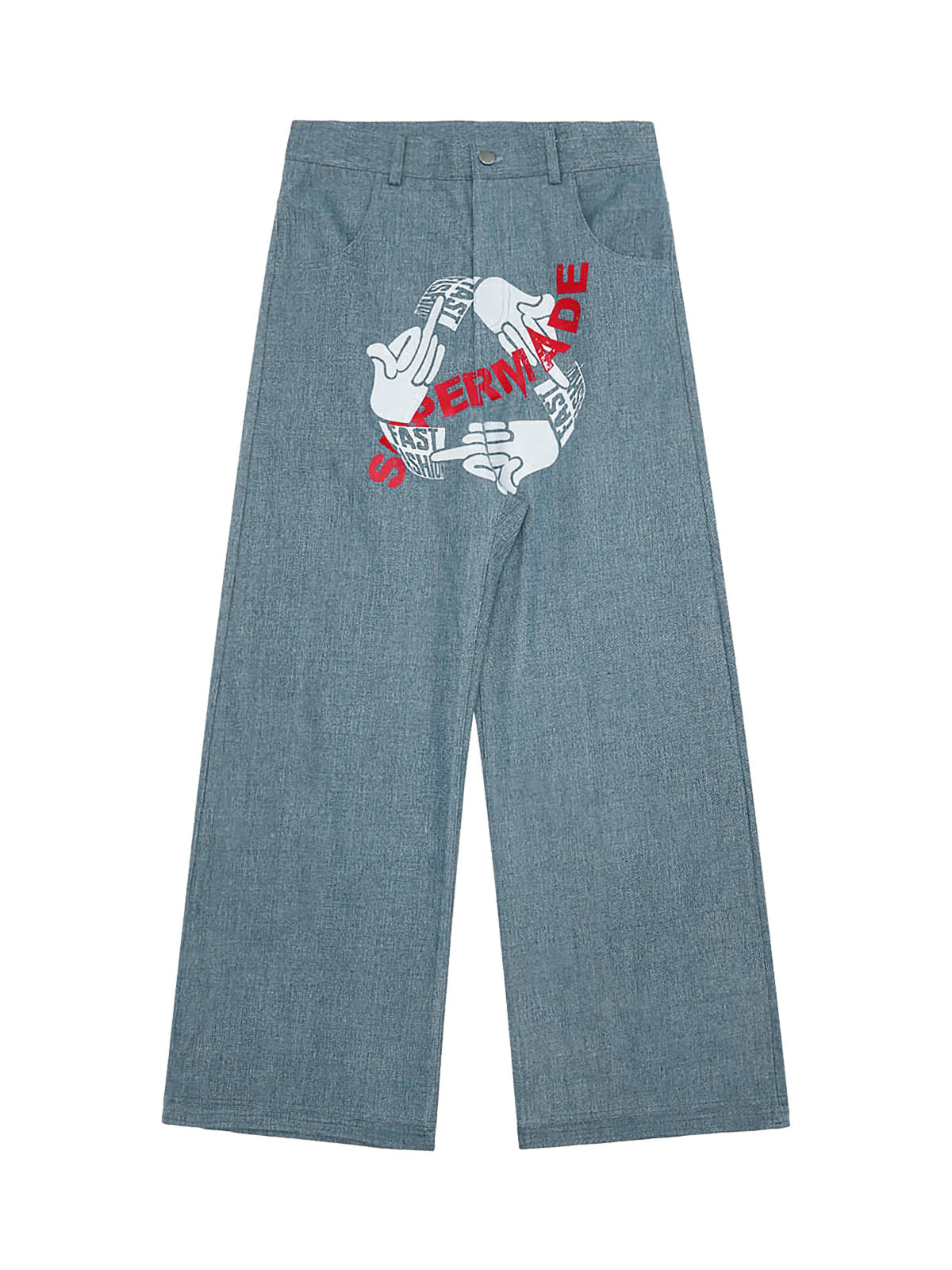 Jean baggy original à imprimé gestuel