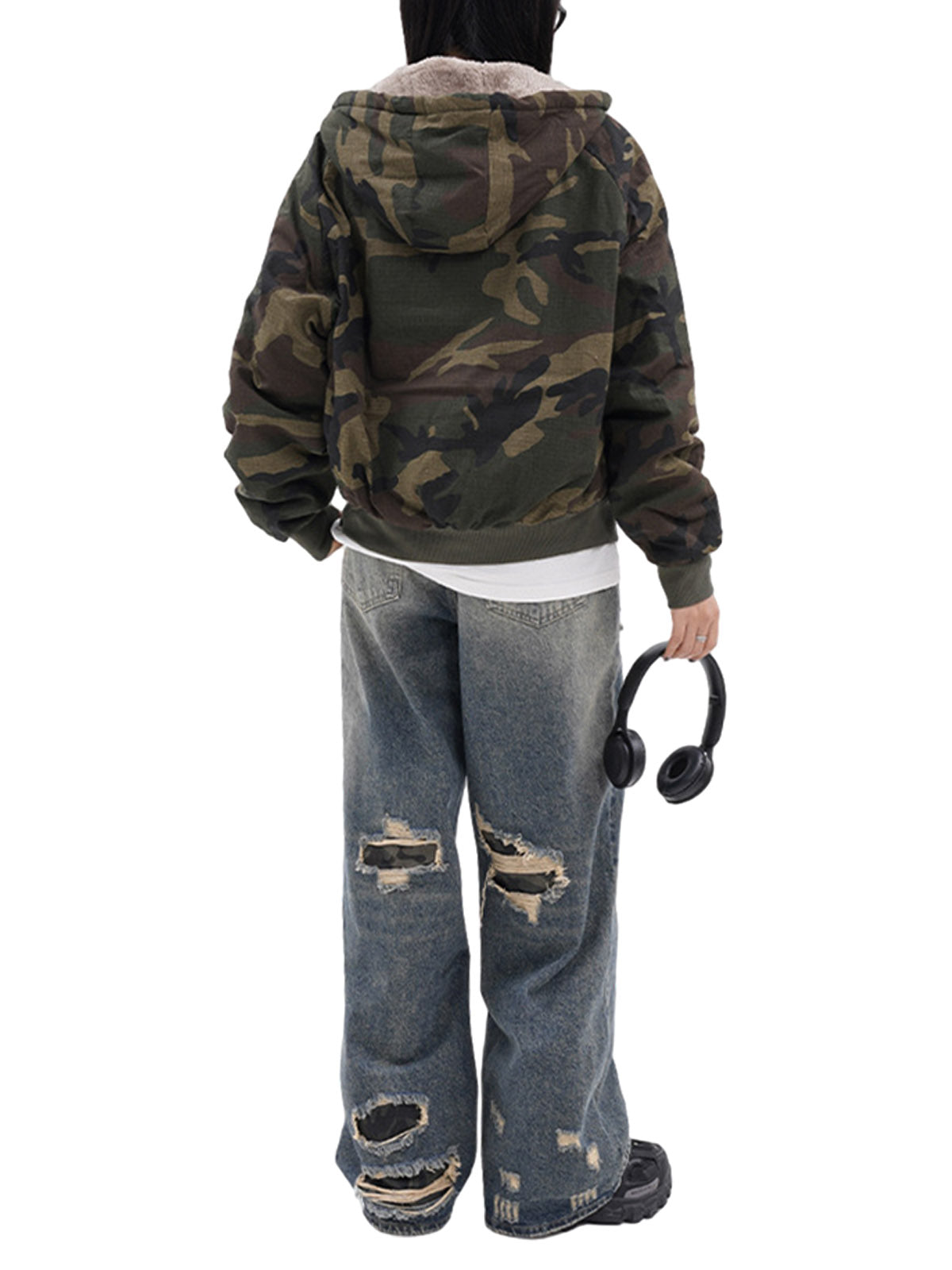 Veste à capuche en polaire camouflage Thesupermade