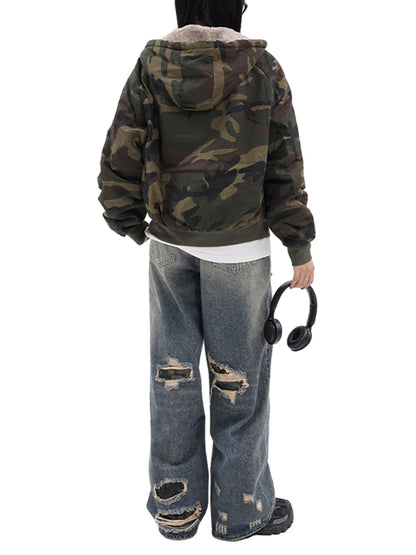 Veste à capuche en polaire camouflage Thesupermade