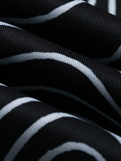 Striped Graffiti Line Button-Up Shirt