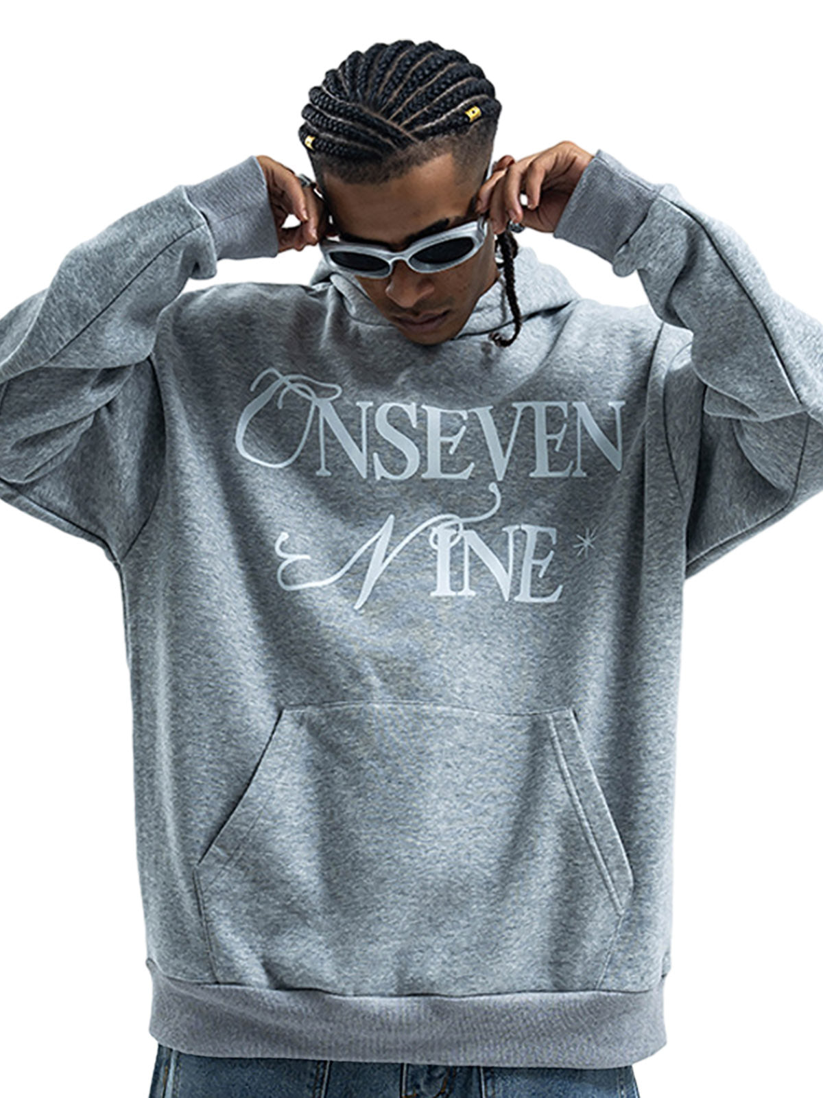 Basic Fleece-Hoodie mit Buchstaben-Print