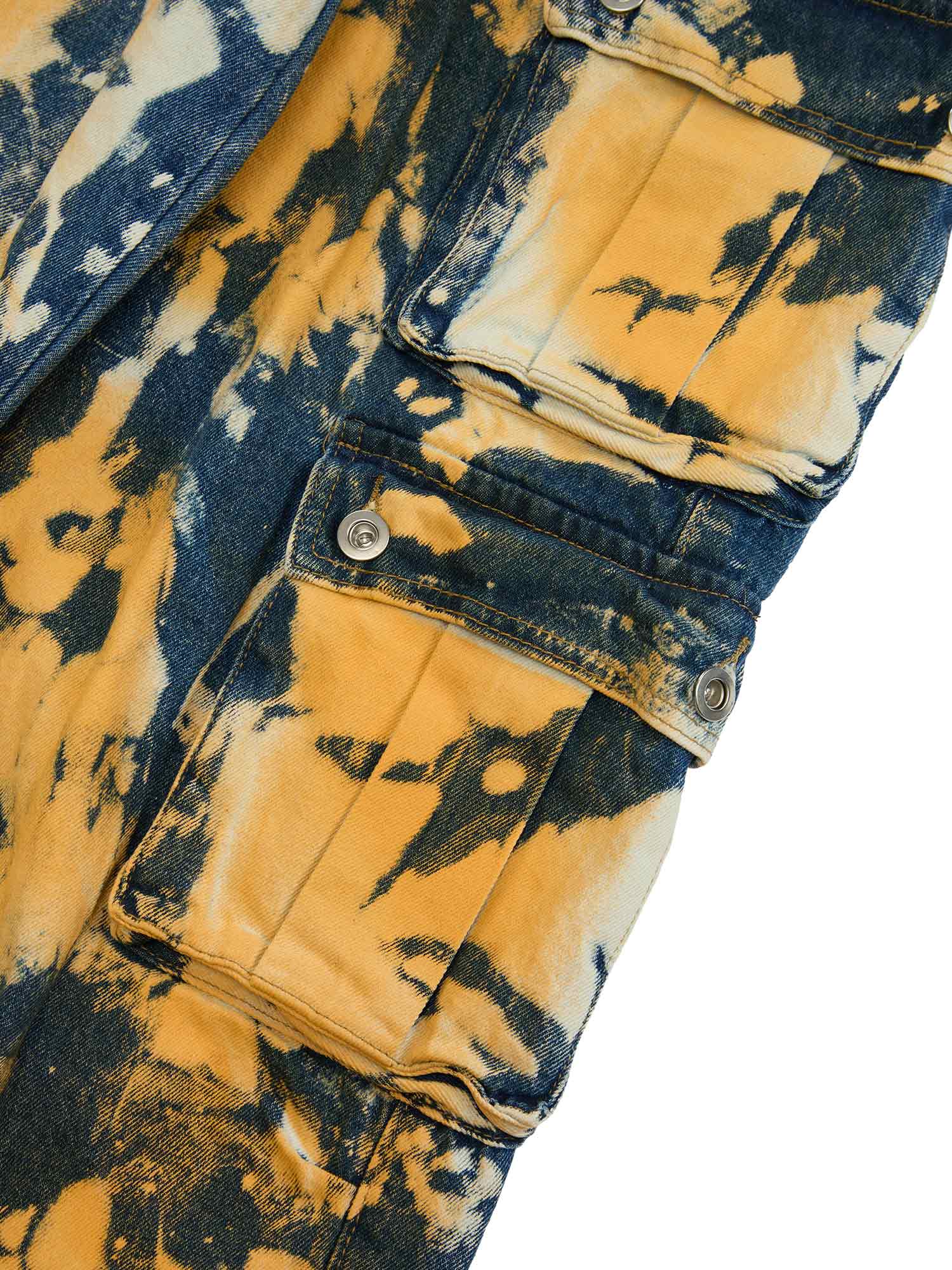 Thesupermade Tie-dye Waste Style Camouflage Cargo Jeans