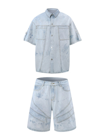 Distressed Washed Workwear Denim Set