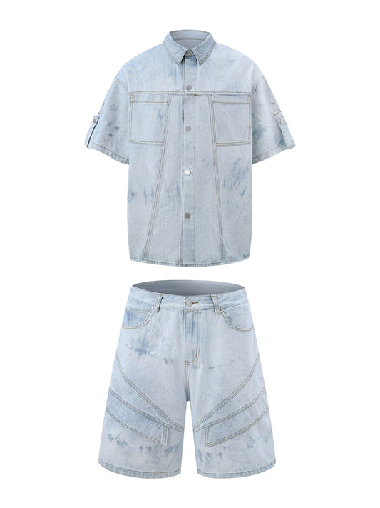 Distressed Washed Workwear Denim Set