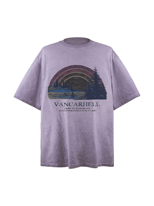 Rainbow Print Crew Neck T-Shirt