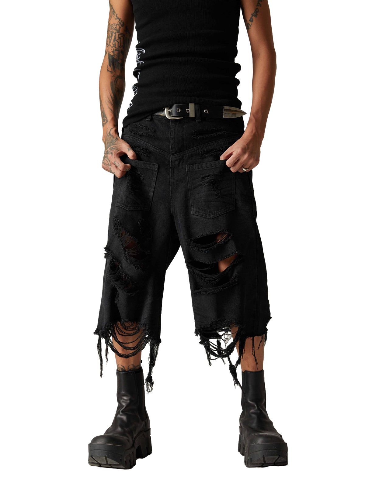 Washed RO Style Ripped Denim Jorts