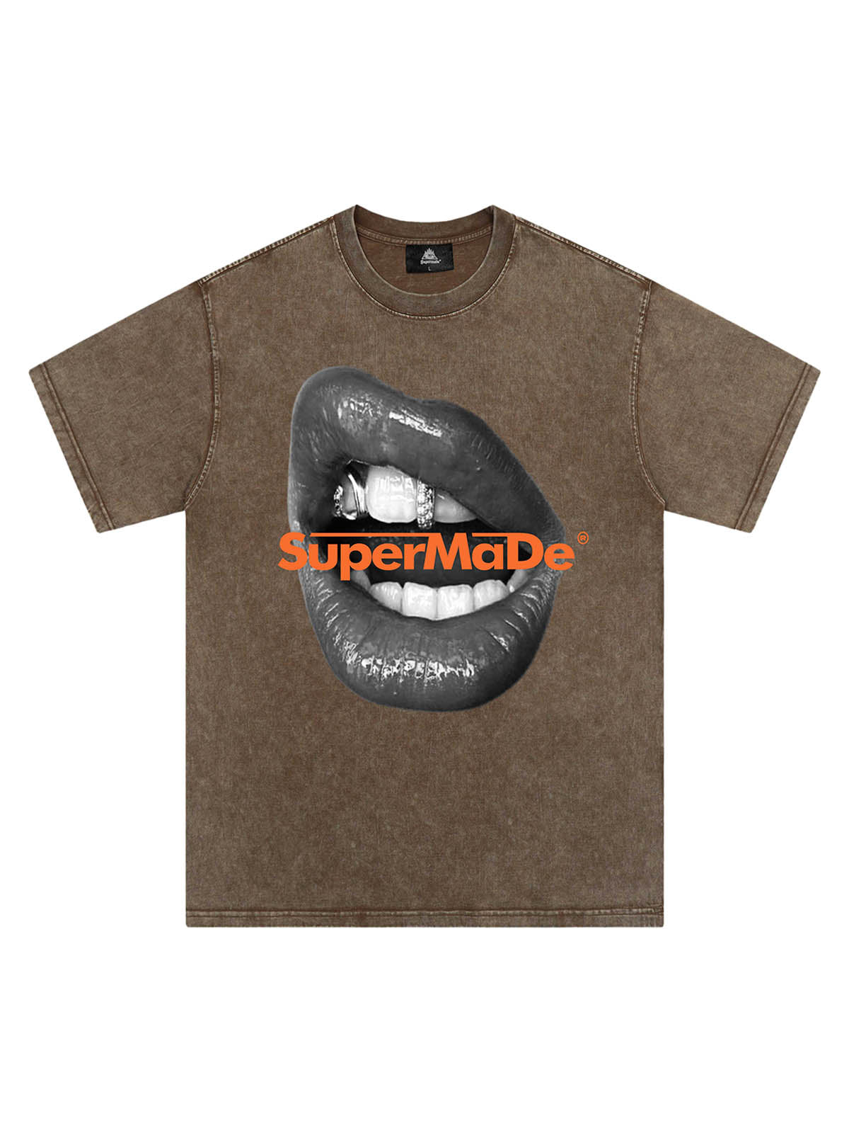 Kurzärmliges T-Shirt mit Lippen-Print