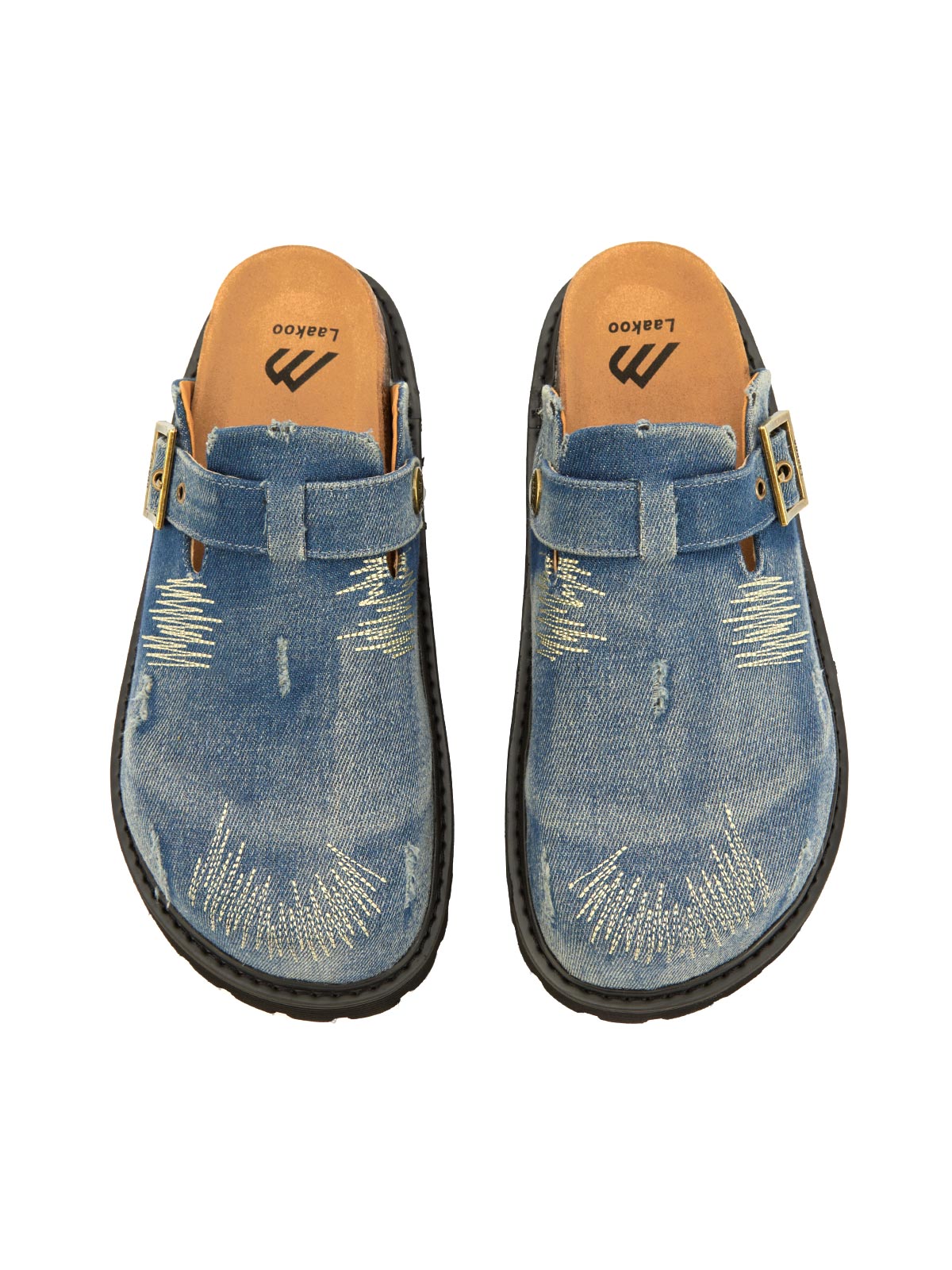 Thesupermade Vintage Denim Embroidered Birkenstocks - 2231