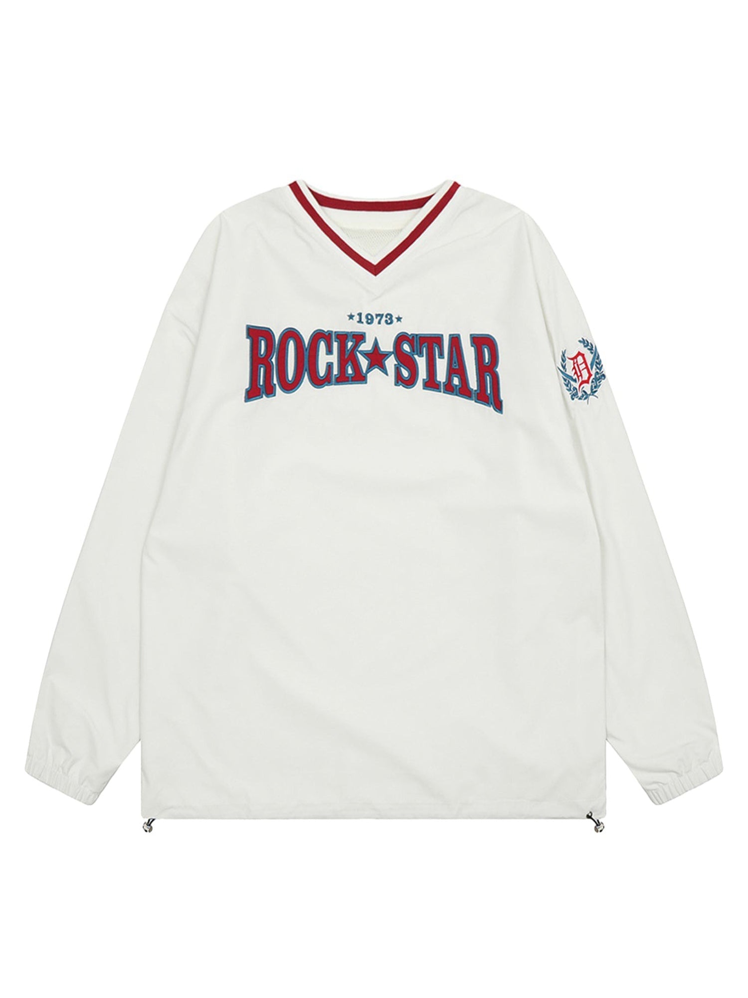 Thesupermade Retro-Sweatshirt mit V-Ausschnitt und Monogramm, bestickt – 2146 