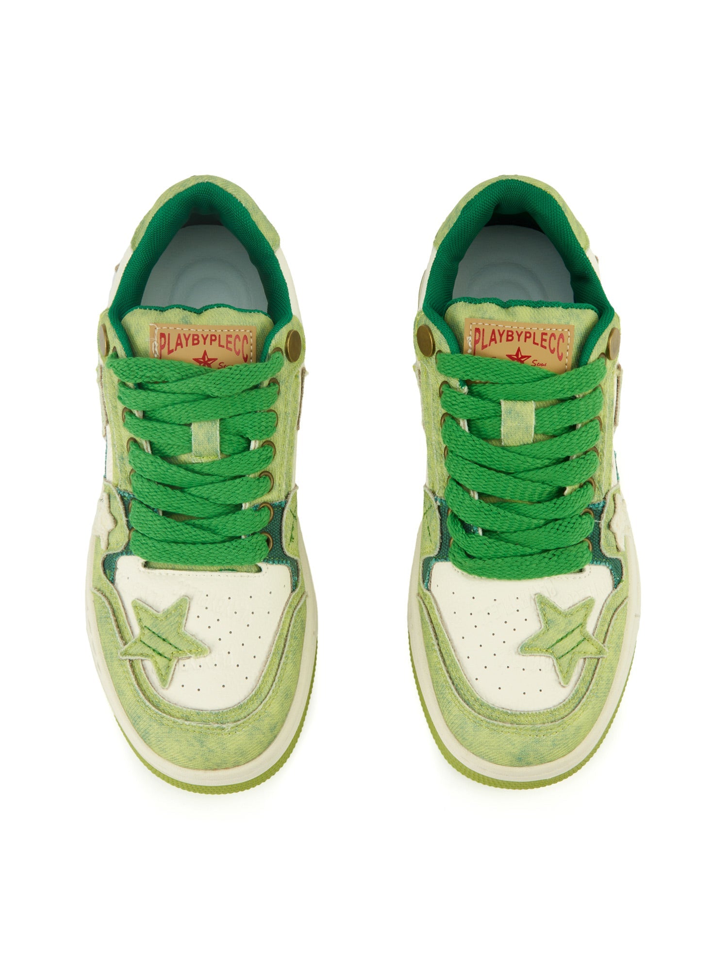 Avocado Green Star Chunky Sneakers