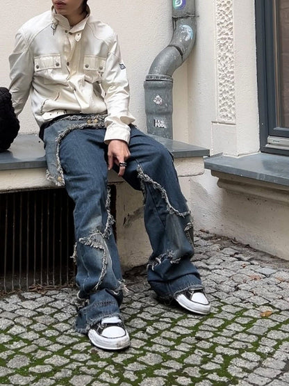 Thesupermade Jeans mit geradem Bein und Patch-Stickerei - 1572 