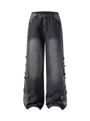Distressed Raw Edge Baggy Jeans