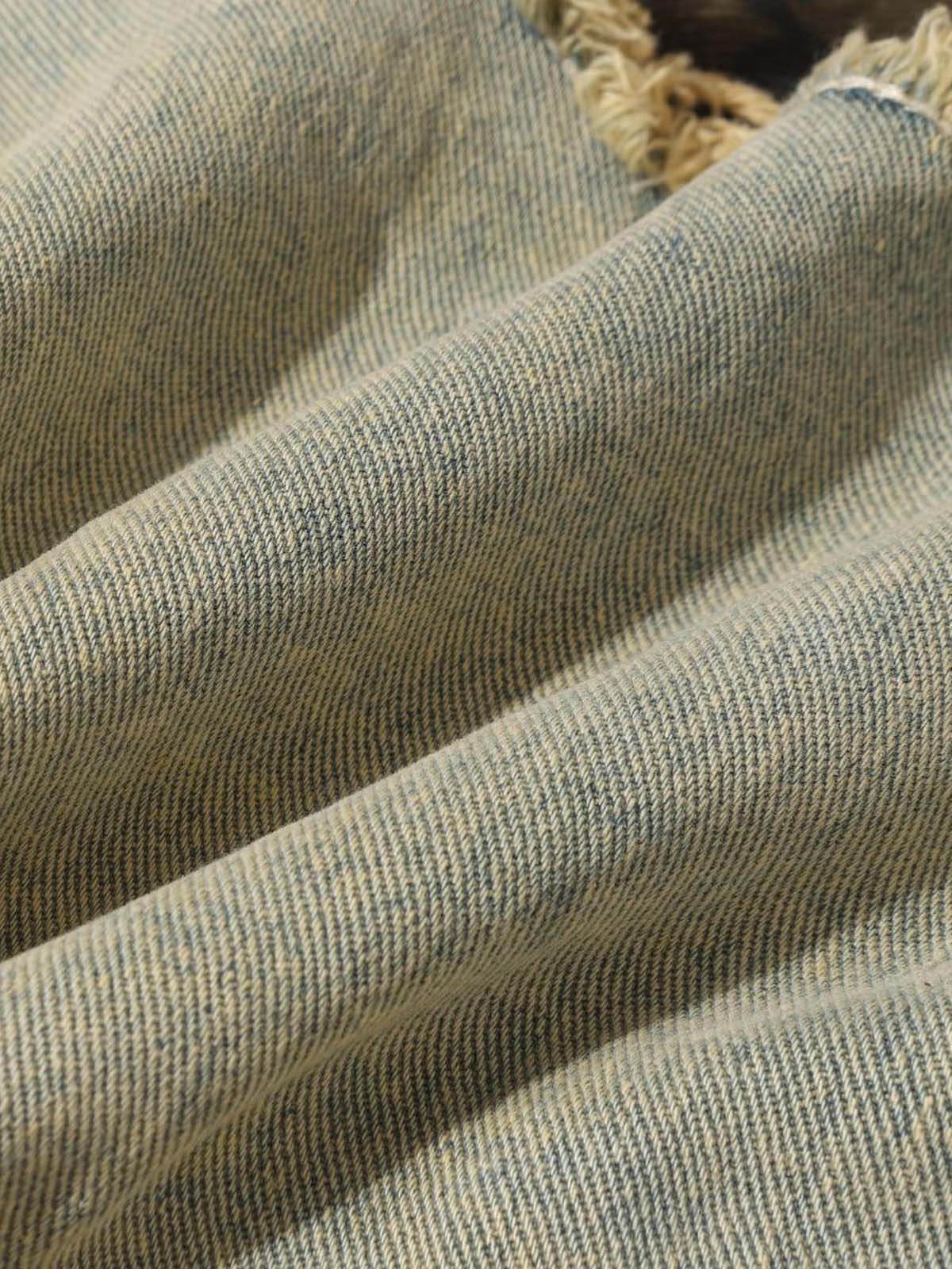 Distressed Raw Edge Patch Jeans