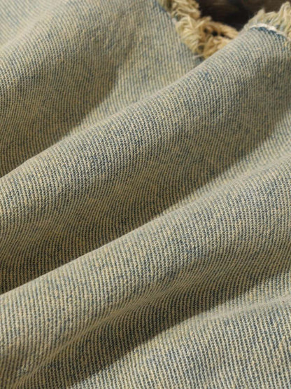Distressed Raw Edge Patch Jeans