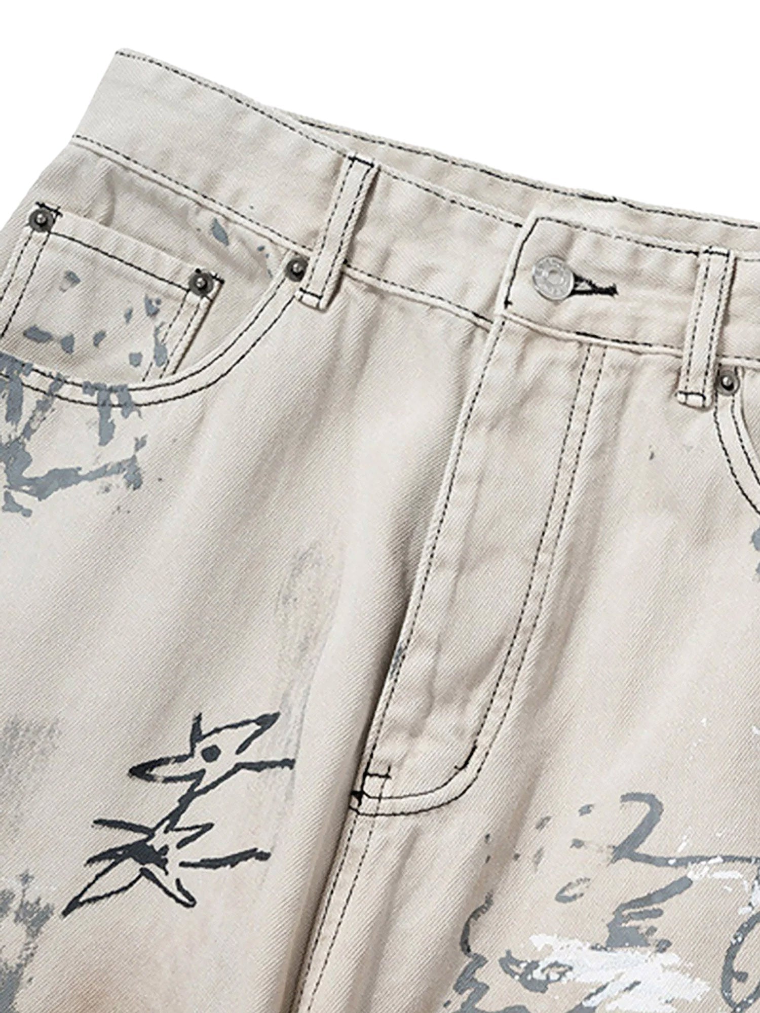 Thesupermade Baggy-Jeans mit handbemalten Graffiti-Motiven – 1885 