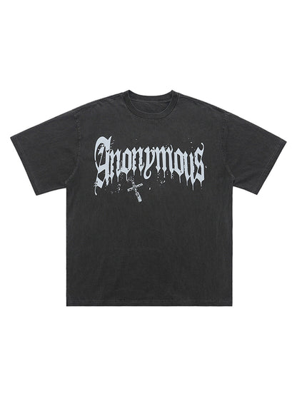 Thesupermade American Street Heavy Washed Distressed Gothic Cross T-shirt