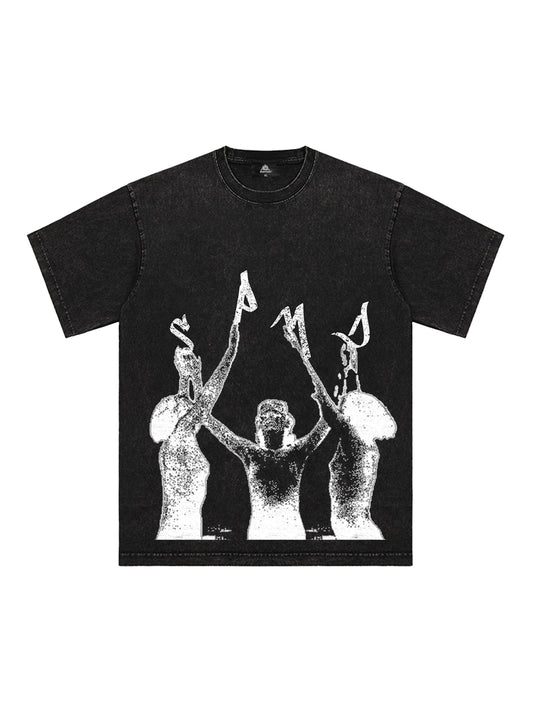 T-shirt imprimé lettres amusantes Thesupermade Washed Graphics