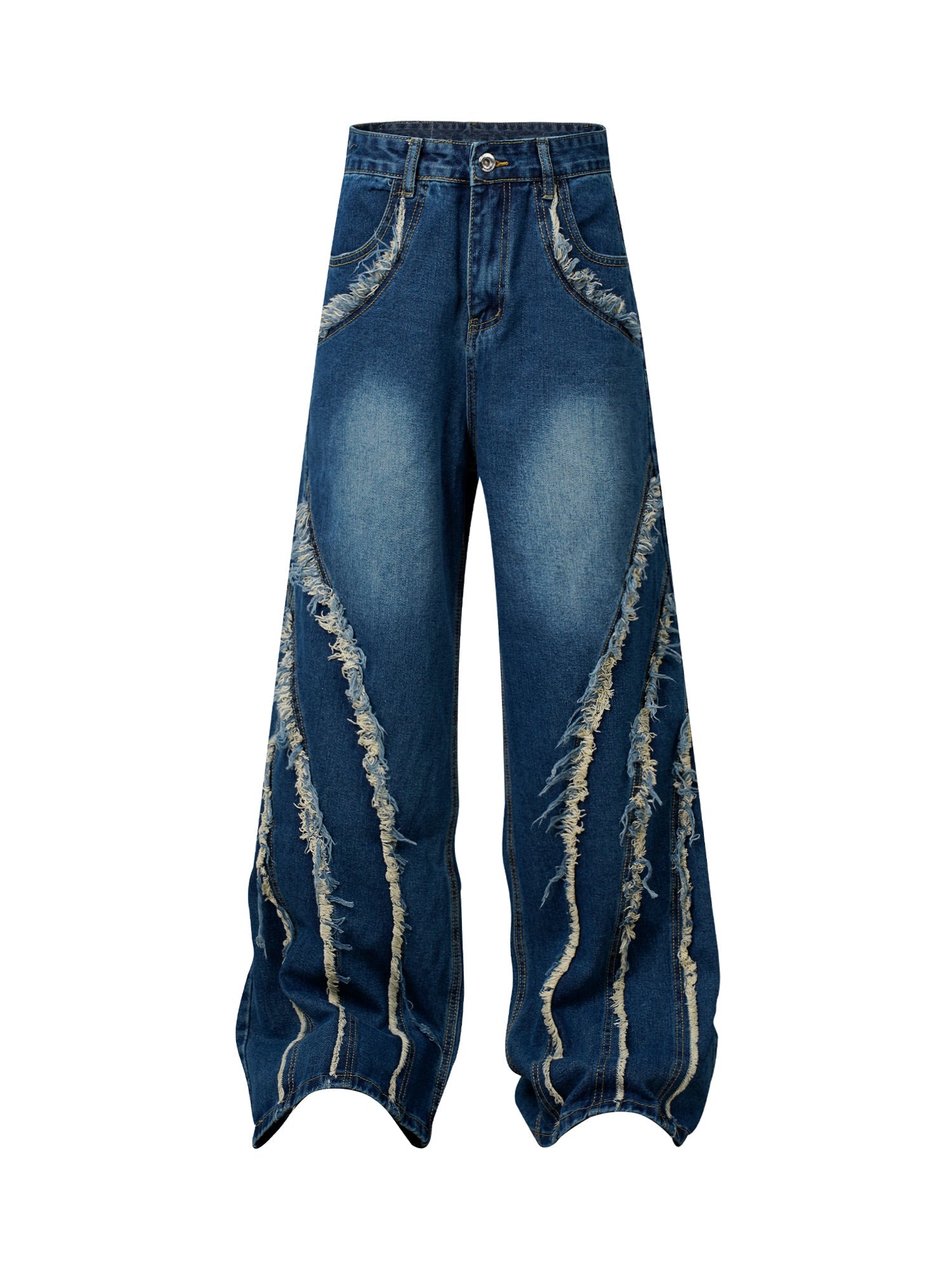 Thesupermade High Street Hip-hop Washed Fur Jeans - 2220