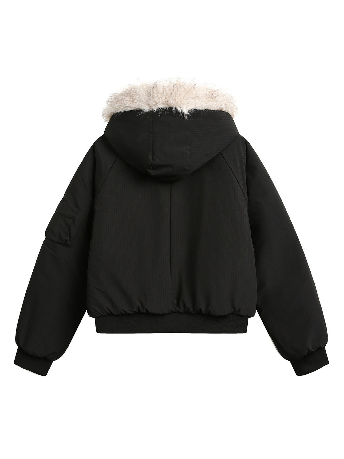 Retro Fur Hooded Fleece Bomber Jacket