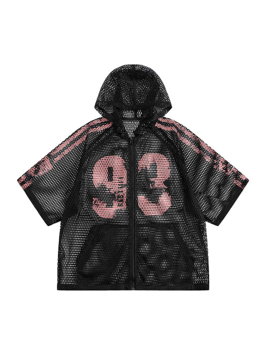 Breathable Mesh Hooded Snake Print Jersey T-shirt