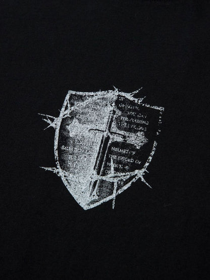 T-Shirt aus schwerer, gewaschener Baumwolle mit Kreuzschild-Print