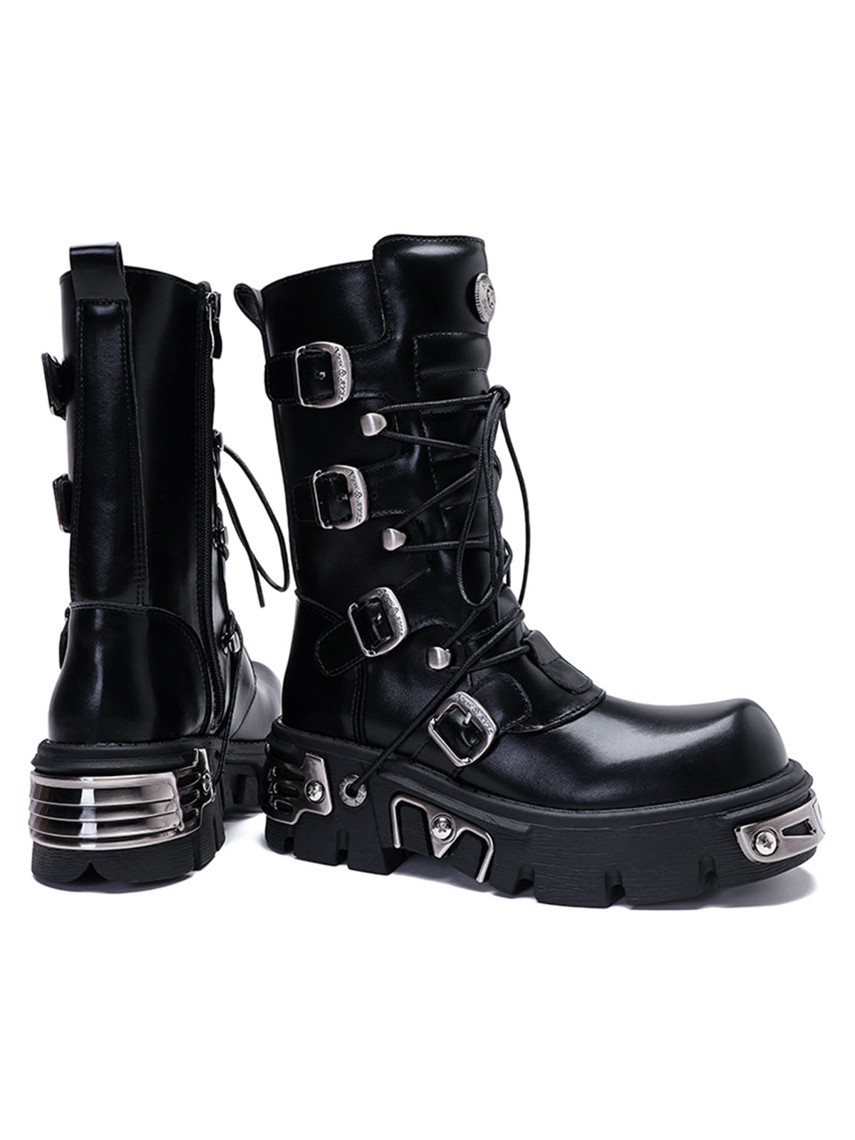 Thesupermade Metal Punk Style Workwear Platform Boots - 2199