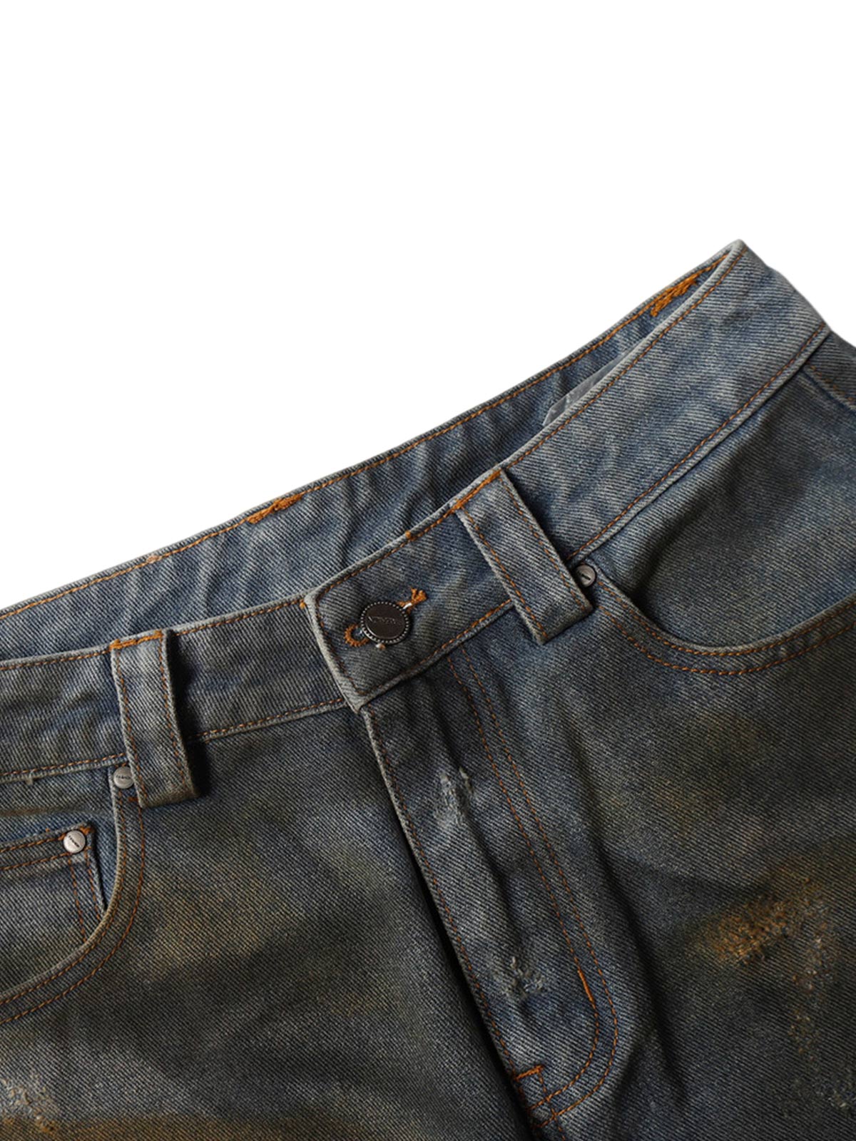 Kurze Jeanshose aus zerrissenem, verwaschenem Denim – 2351