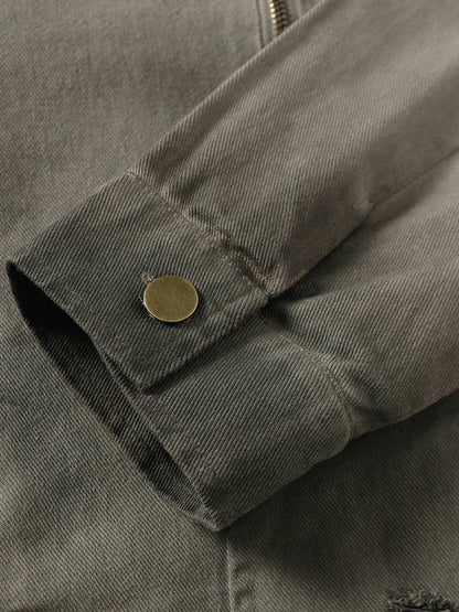 Distressed Irregular Zip Up Denim Jacket