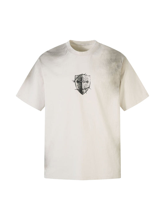 T-Shirt aus schwerer, gewaschener Baumwolle mit Kreuzschild-Print