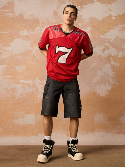 Original "SUPER 7" V-Ausschnitt Jersey T-SHIRT