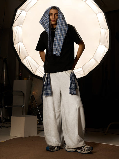 Plaid Belt Barrel Pants
