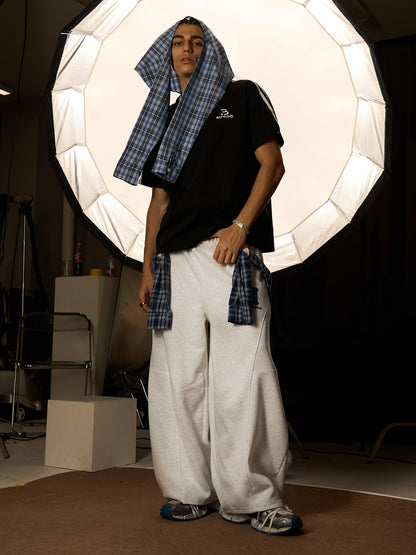 Plaid Belt Barrel Pants