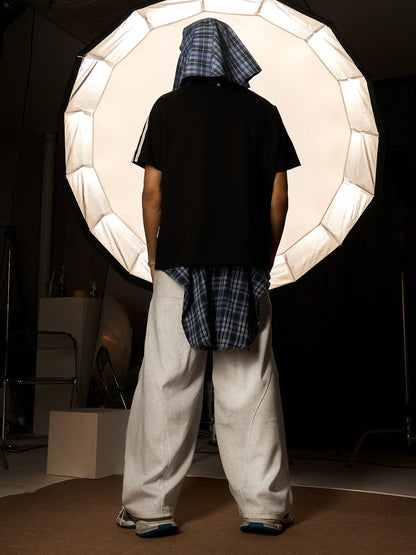 Plaid Belt Barrel Pants