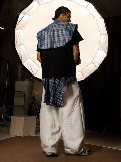Plaid Belt Barrel Pants