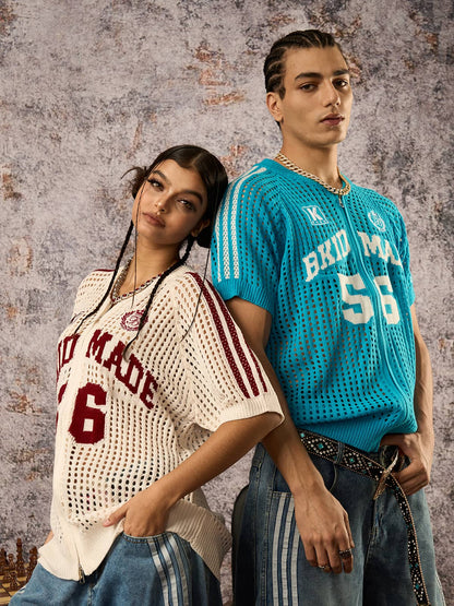 Maillot de sport à manches courtes et fermeture éclair en maille