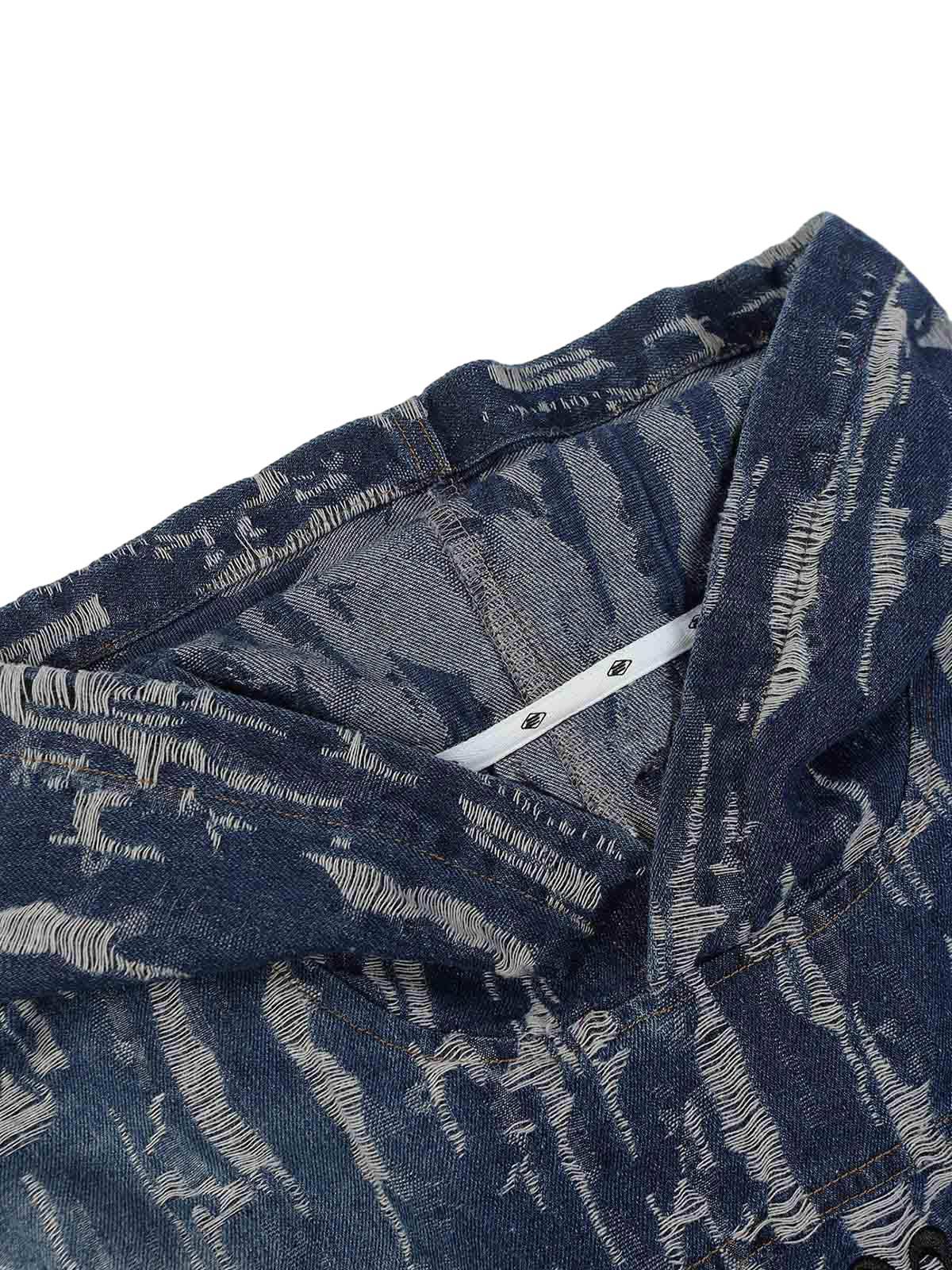 Thesupermade – Bestickter Kapuzenpullover aus gewaschenem Denim