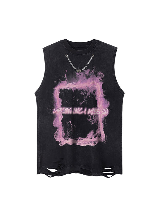 Gilet imprimé fumée délavé rétro Thesupermade