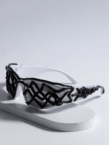 Futuristische Sonnenbrille mit gewelltem Rahmen