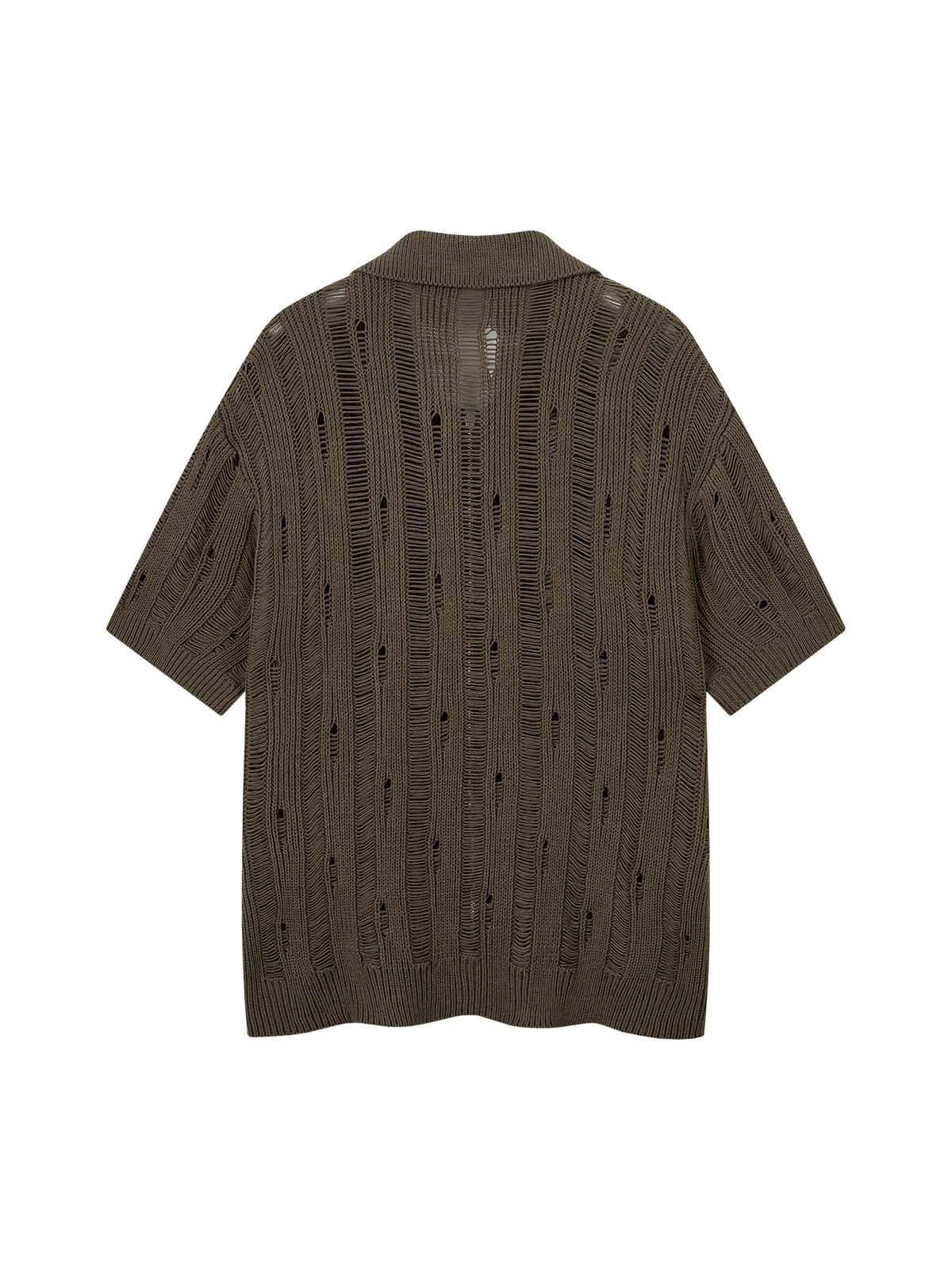 Chemise à manches courtes zippée en tricot noir Cleanfit