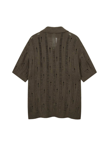 Chemise à manches courtes zippée en tricot noir Cleanfit