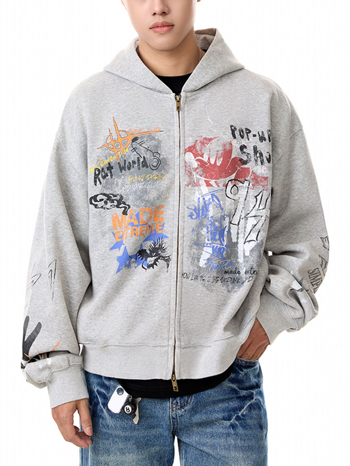 Thesupermade Graffiti-Cardigan-Hoodie