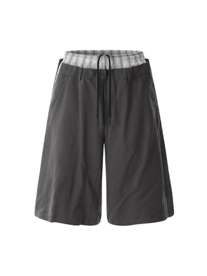 Retro Double Waist Stitching Jorts